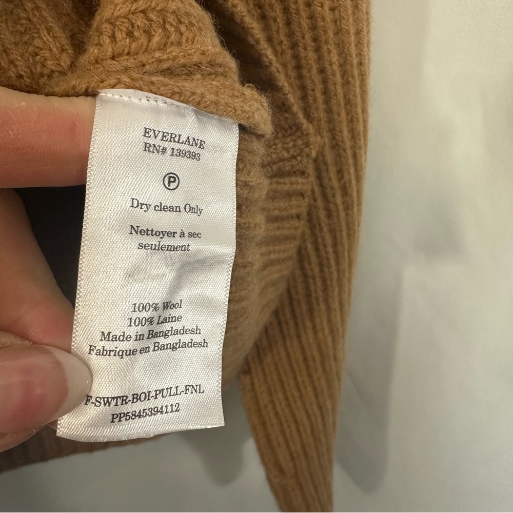 NEW Everlane The Felted Merino Wool Knit Pullover Sweater in Tan - Picture 11 of 13